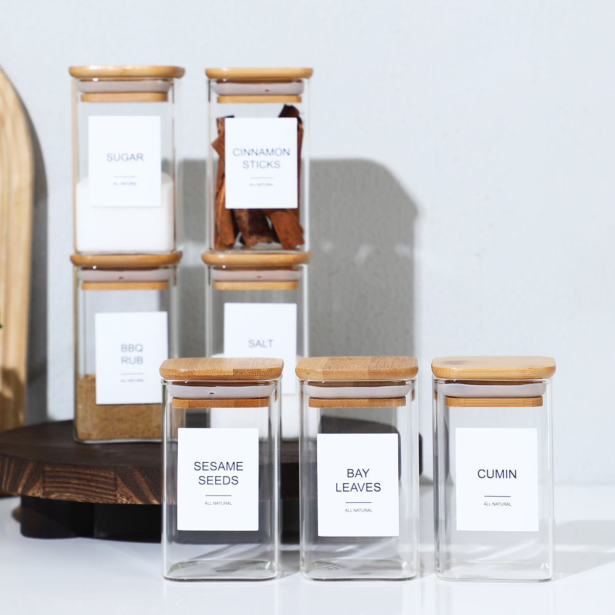 The Ultimate Bamboo & Glass Pantry Set