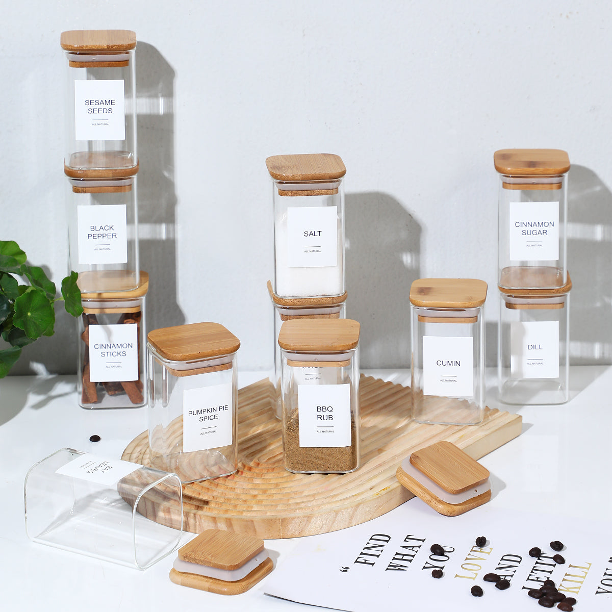 The Ultimate Bamboo & Glass Pantry Set