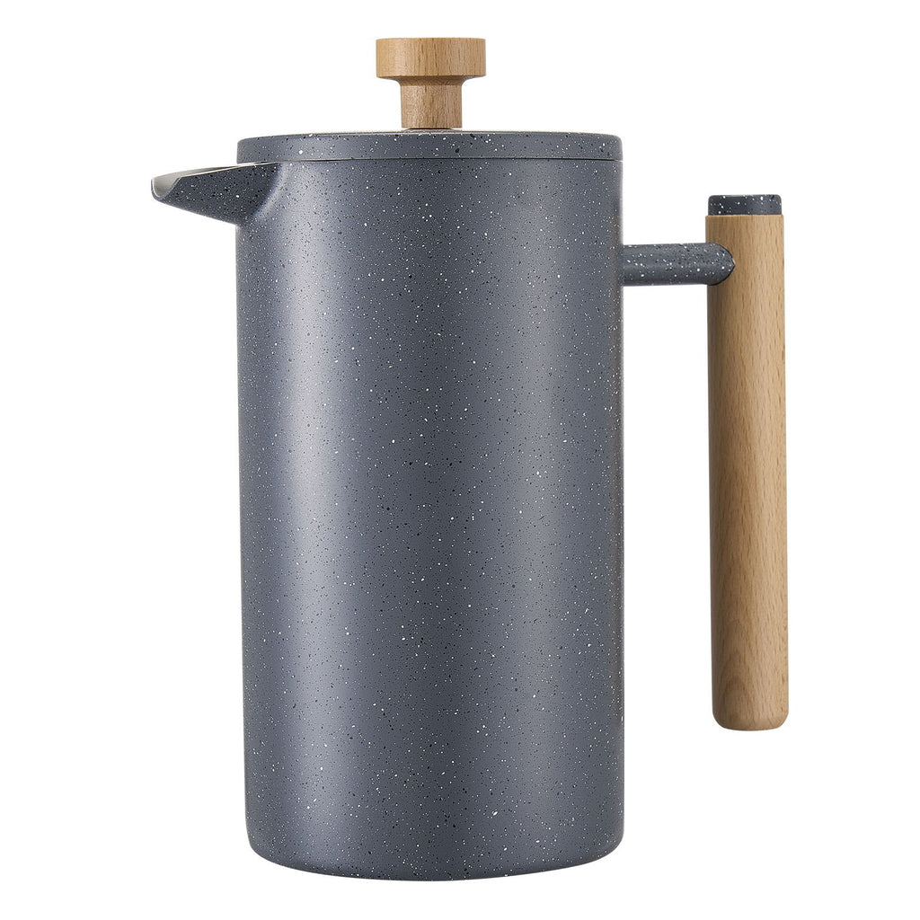 Midnight Stainless Steel French Press with Natural Wood Handle (34 oz)