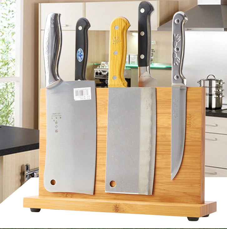 The Sentinel Magnetic Bamboo Knife Block