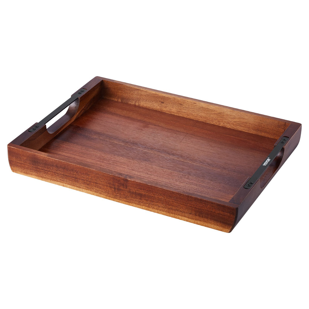 The Artisan Acacia Serving Tray with Iron Handles