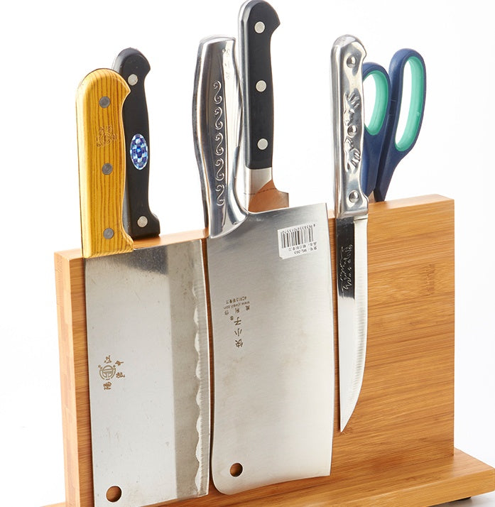 The Sentinel Magnetic Bamboo Knife Block
