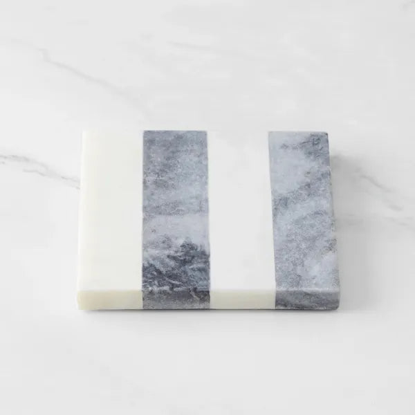 The Carrara Striped Marble Coaster Set (Set of 4)