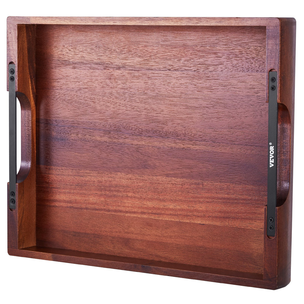 The Artisan Acacia Serving Tray with Iron Handles