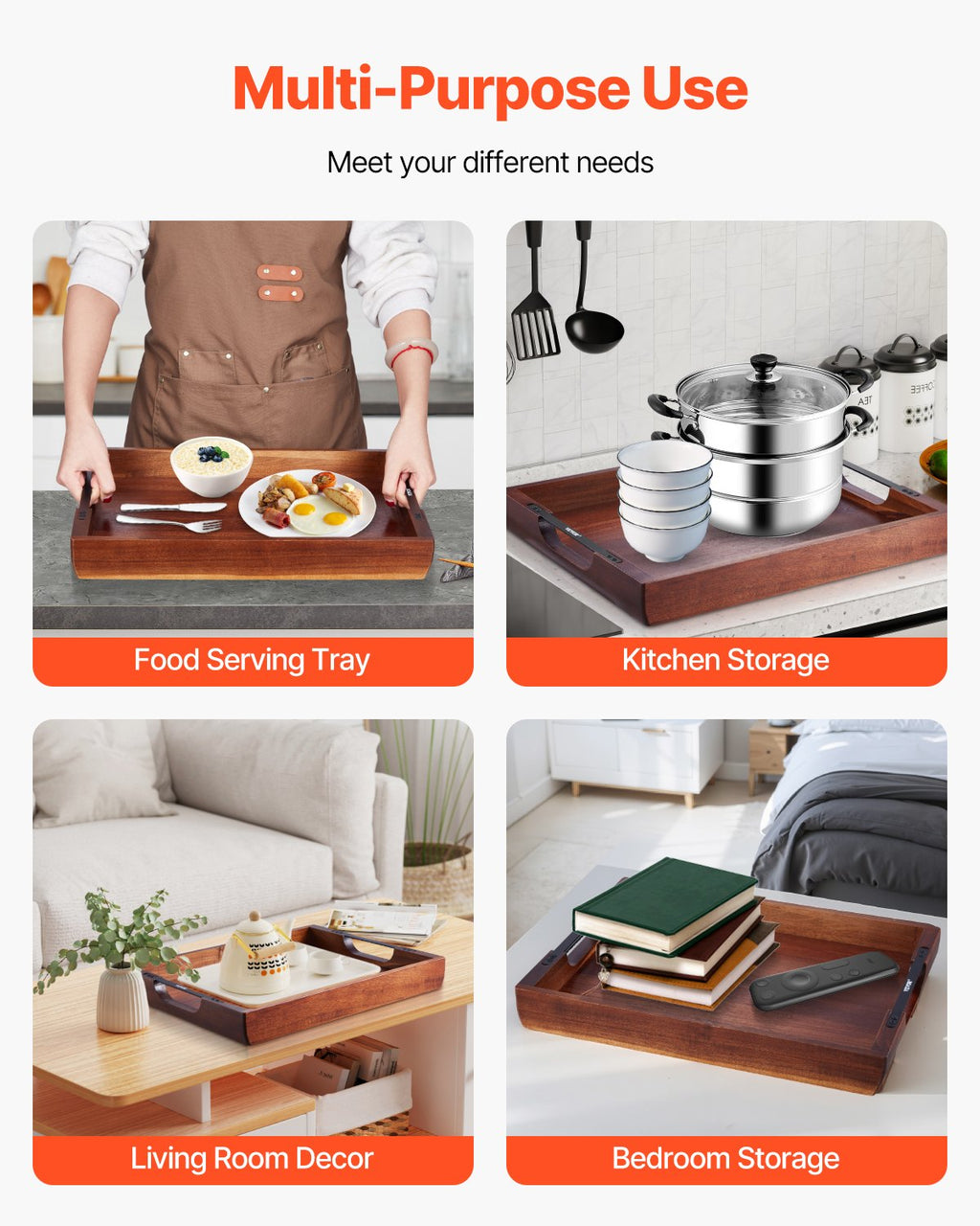 The Artisan Acacia Serving Tray with Iron Handles